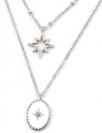 ketting Northern Stars dames RVS zilver verstelbaar