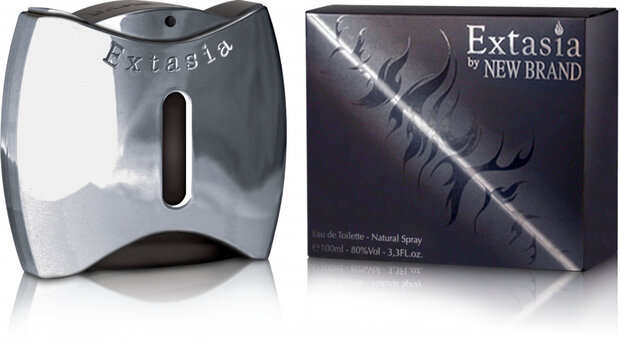 eau de toilette Extasia heren zilver/zwart 100 ml