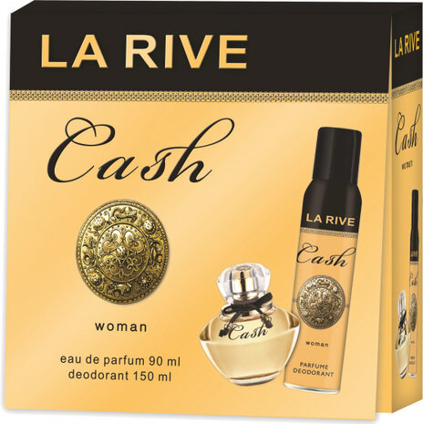 geurset La Rive Cash Woman 90-150 ml goud/zwart 2-delig