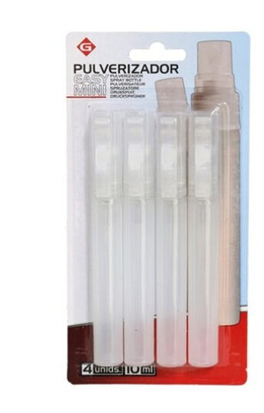 sprayflesjes 10 ml 13 x 2 x 1,5 cm transparant 4 stuks