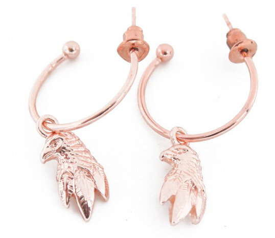 oorbellen Falcon dames 20 x 15 mm RVS ros&eacute;goud
