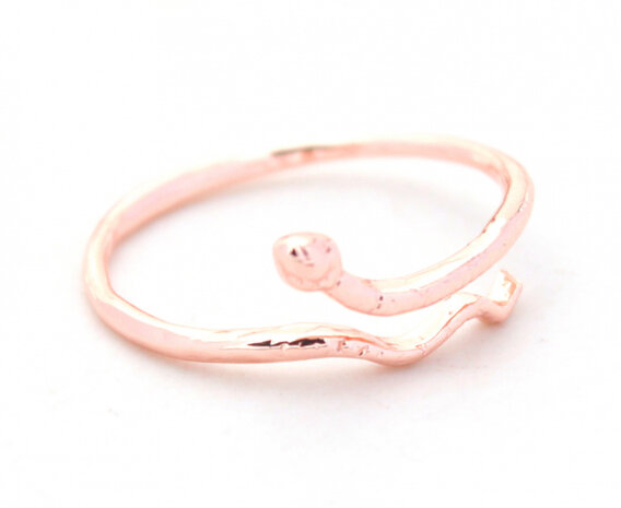ring Snake dames metaal ros&eacute;goud verstelbaar