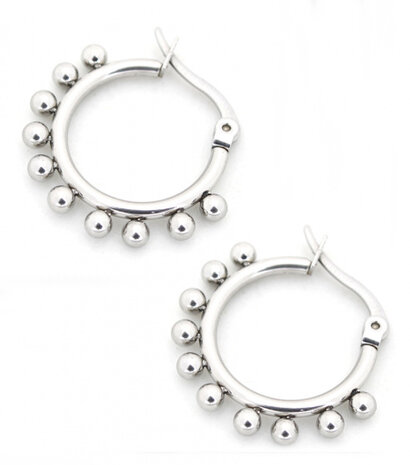 oorbellen Dots dames 1,5 cm RVS zilver