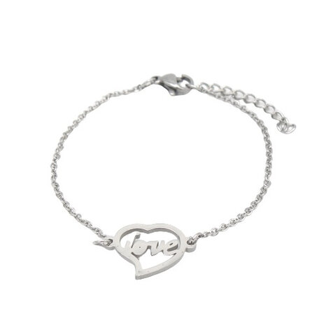 schakelarmband Love dames staal zilver one-size