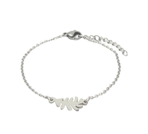 schakelarmband Veer dames staal zilver one-size