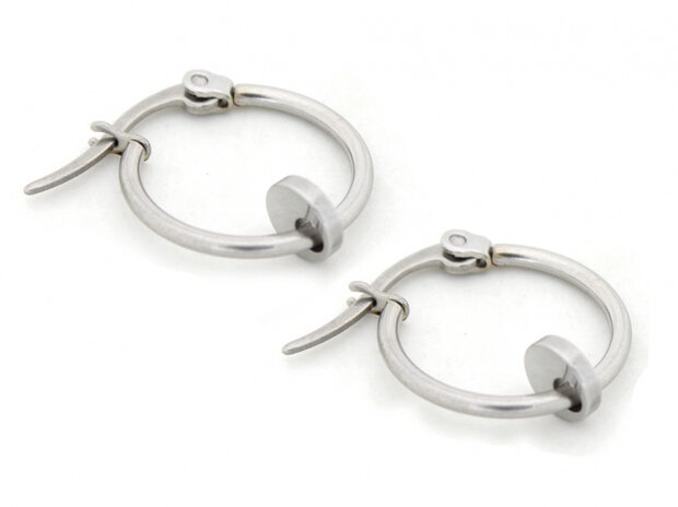 oorringen Coins dames 10 mm RVS zilver