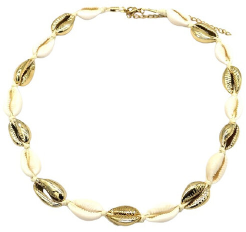 schelpenketting dames 40-45 cm goud/beige