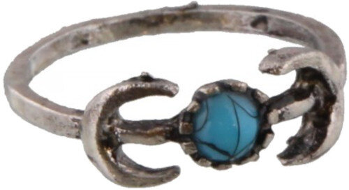 aanschuifring dames staal zilvergrijs/blauw one-size