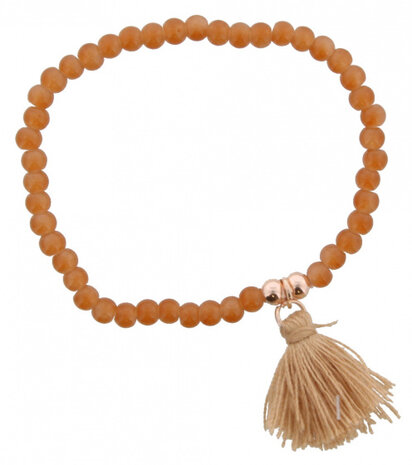 kralenarmband Rene dames elastiek bruin one-size