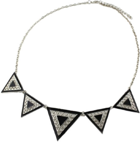 schakelketting Triangel dames staal zilver/zwart