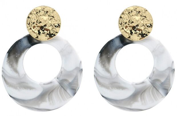 oorbellen Statement dames 6 x 4,6 cm acryl goud
