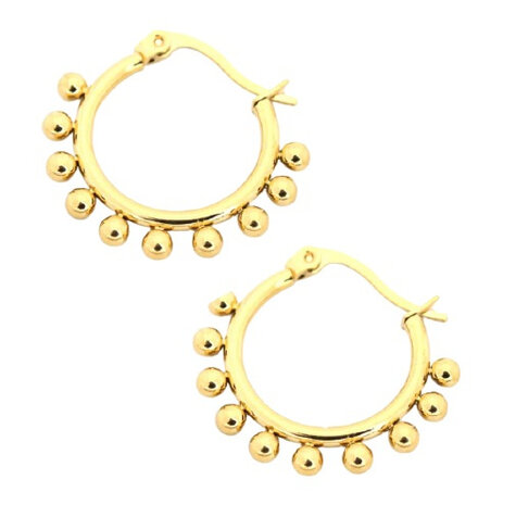 oorbellen dots 10 mm staal goud