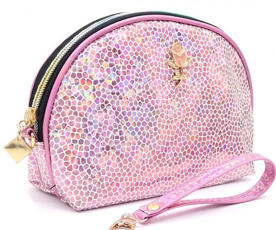 make-uptasje dames 22 x 13 cm polyurethaan roze