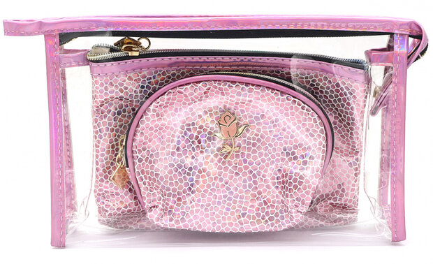 make-uptasjes dames 24 x 16 x 5 cm polyurethaan roze