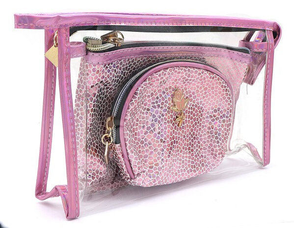 make-uptasjes dames 24 x 16 x 5 cm polyurethaan roze
