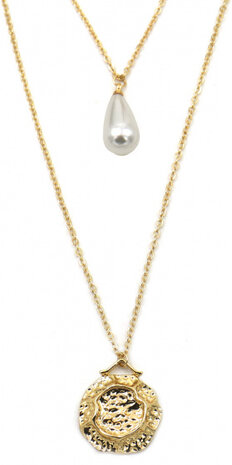 schakelketting Pearl dames verstelbaar RVS goud
