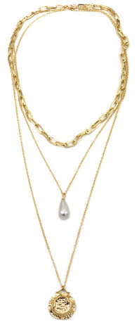 schakelketting Pearl dames verstelbaar RVS goud