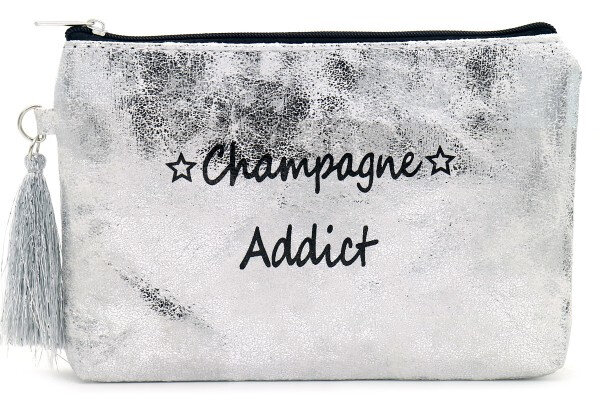 clutch dames 18,5 x 13 cm polyurethaan zilver/zwart