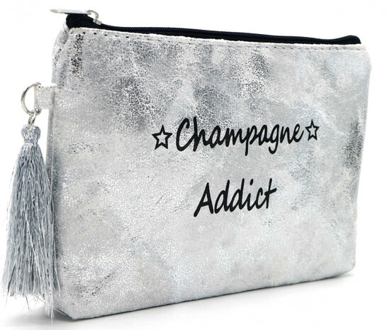 clutch dames 18,5 x 13 cm polyurethaan zilver/zwart