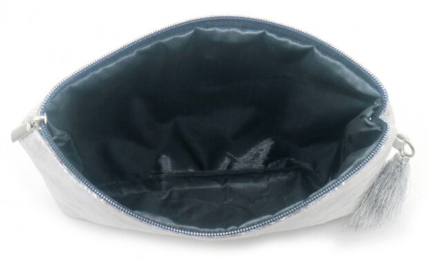 clutch dames 18,5 x 13 cm polyurethaan zilver/zwart