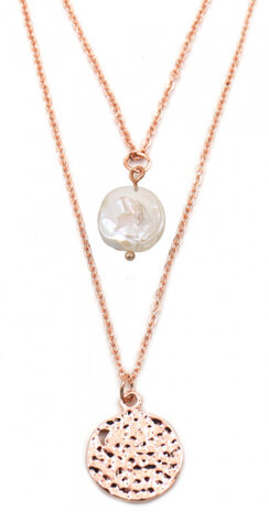 schakelketting Coin dames verstelbaar RVS ros&eacute;goud