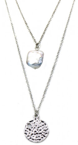 schakelketting Coin dames verstelbaar RVS zilver