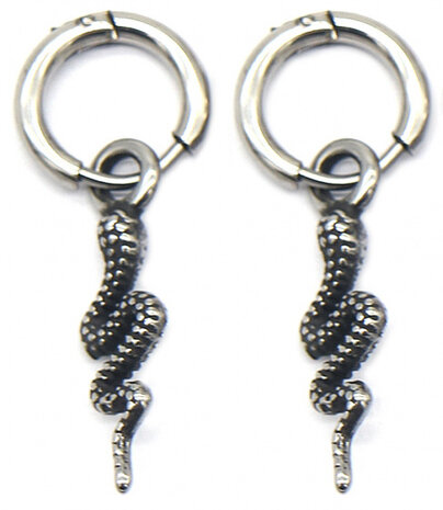 oorbellen Snake dames 1 x 1,8 cm RVS zilver