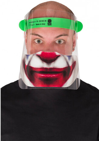 gezichtsmasker Clown transparant/wit/rood