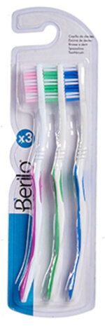 tandenborstel set groen/roze/blauw 3 stuks