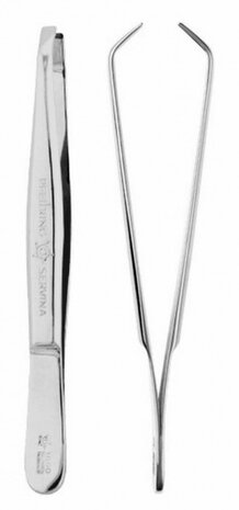 pincet gebogen 9 cm staal zilver