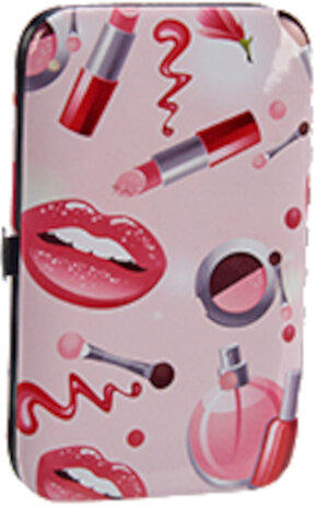 manicureset 8 x 12,5 cm staal roze/rood 8-delig