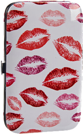 manicureset 8 x 12,5 cm staal wit/rood/paars 8-delig