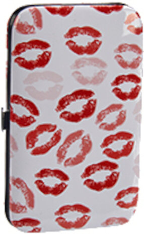 manicureset 8 x 12,5 cm staal wit/rood 8-delig