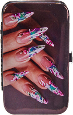 manicureset 8 x 12,5 cm staal donkerpaars 8-delig