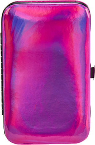 manicureset 8 x 12,5 cm staal roze/paars 8-delig