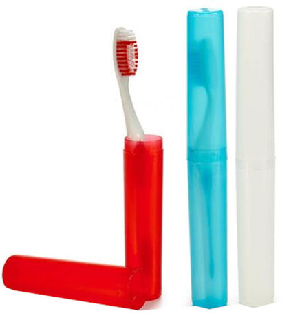tandenborstels 19,5 x 2 cm rood/blauw/paars 6-delig