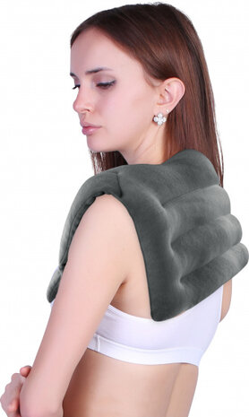 warmtekussen 41 x 38 cm fleece/vlaszaad/lavendel grijs