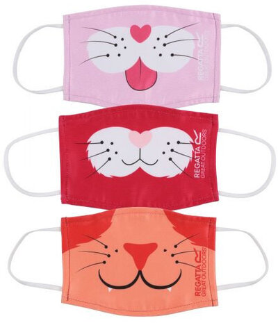 mondmasker meisjes polyester roze/rood/oranje 3 stuks