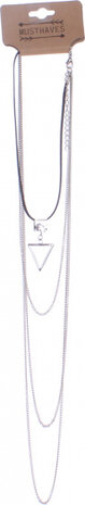ketting Mayra dames staal zilver/zwart verstelbaar