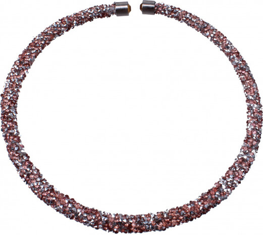 chokerketting Niqui dames strass roze/zilver one-size