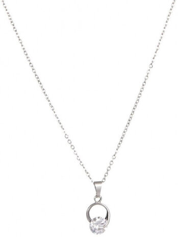 halsketting Crystal dames 45 x 10 cm RVS zilver