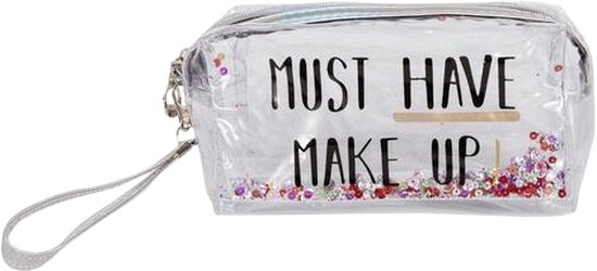make-uptasje Must Have dames 16 x 7 cm transparant/zilver