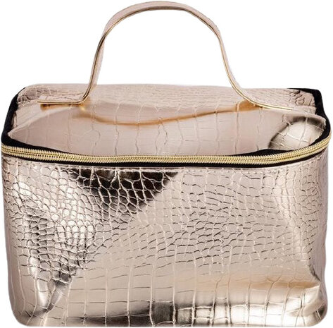 toilettas croco dames 18 x 16 cm polyester goud