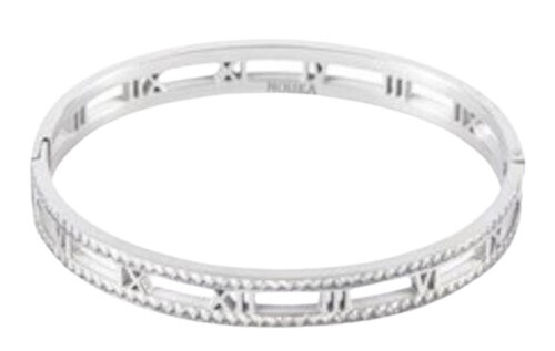 banglearmband romeins dames 6 cm RVS zilver