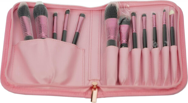 make-up penselen dames synthetisch roze 13-delig
