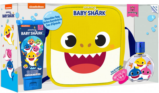 cadeauset Baby Shark junior 100/50 ml geel 3-delig