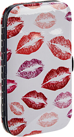 manicureset lippen 10,8 x 6 cm staal rood/wit 7-delig