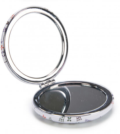make-upspiegel tas rond 8 x 2,4 cm glas wit/oranje