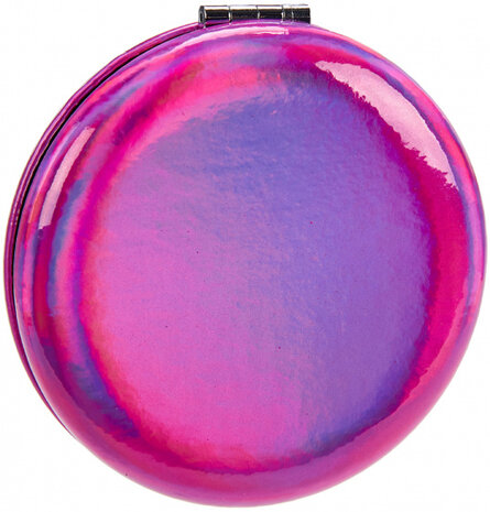 make-upspiegel metallic rond 8 x 2,4 cm glas roze