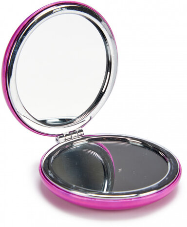 make-upspiegel metallic rond 8 x 2,4 cm glas roze